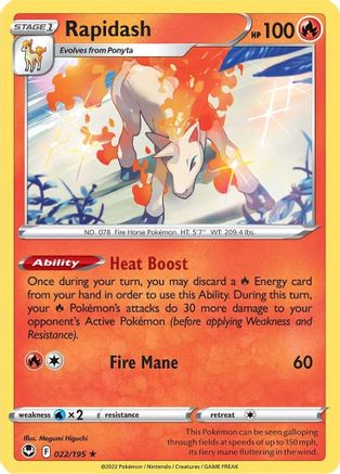 Rapidash 022/195 - Reverse Holofoil Silver Tempest