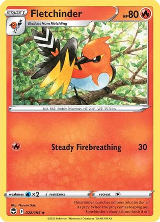 Fletchinder 028/195 - Reverse Holofoil Silver Tempest