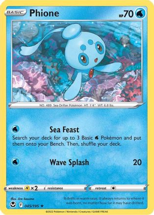 Phione 045/195 - Reverse Holofoil Silver Tempest