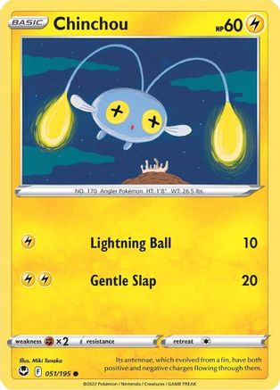 Chinchou 051/195 - Reverse Holofoil Silver Tempest