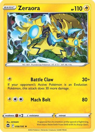 Zeraora 056/195 - Reverse Holofoil Silver Tempest