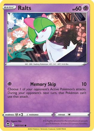 Ralts 067/195 - Reverse Holofoil Silver Tempest