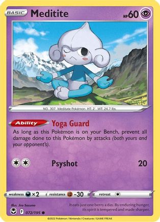Meditite 072/195 - Reverse Holofoil Silver Tempest