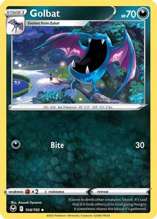 Golbat 104/195 - Reverse Holofoil Silver Tempest
