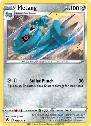 Metang 118/195 - Reverse Holofoil Silver Tempest