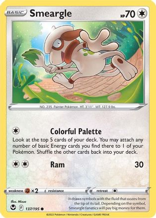 Smeargle 137/195 - Reverse Holofoil Silver Tempest