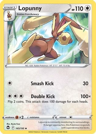 Lopunny 145/195 - Reverse Holofoil Silver Tempest