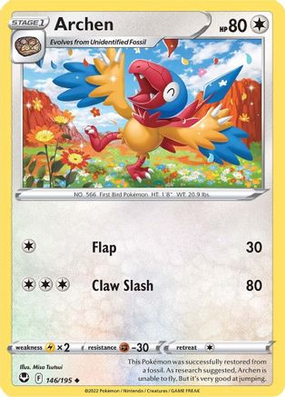Archen 146/195 - Reverse Holofoil Silver Tempest