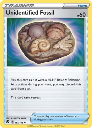 Unidentified Fossil 165/195 - Reverse Holofoil Silver Tempest