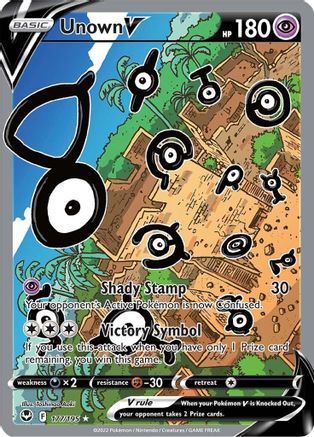 Unown V (Alternate Full Art) 177/195 - Holofoil Silver Tempest