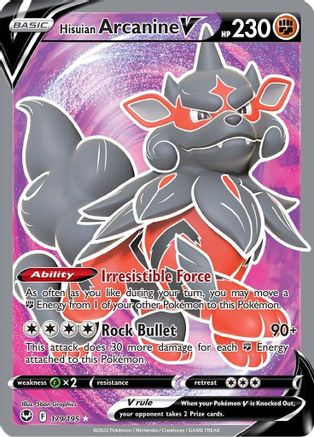 Hisuian Arcanine V (Full Art) 179/195 - Holofoil Silver Tempest