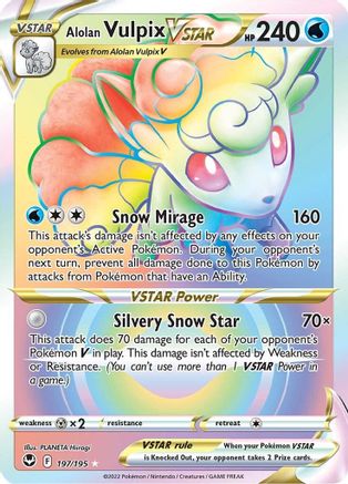 Alolan Vulpix VSTAR (Secret) 197/195 - Holofoil Silver Tempest