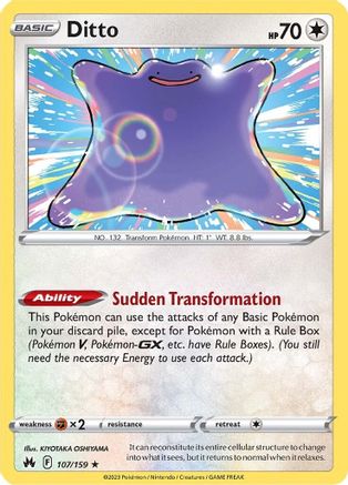 Ditto 107/159 - Holofoil Crown Zenith
