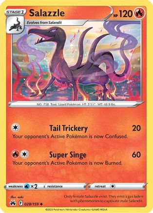 Salazzle 028/159 - Reverse Holofoil Crown Zenith
