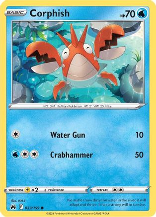 Corphish 033/159 - Reverse Holofoil Crown Zenith
