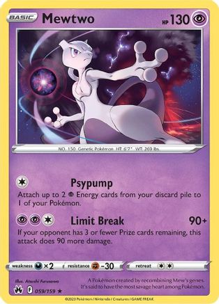 Mewtwo 059/159 - Reverse Holofoil Crown Zenith