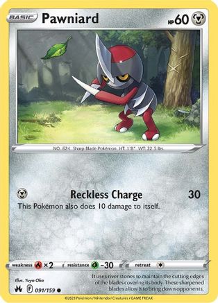 Pawniard (91) (91) 091/159 - Reverse Holofoil Crown Zenith