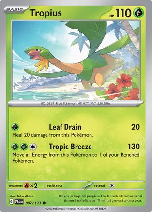 Tropius 007/193 - Reverse Holofoil SV02 Paldea Evolved