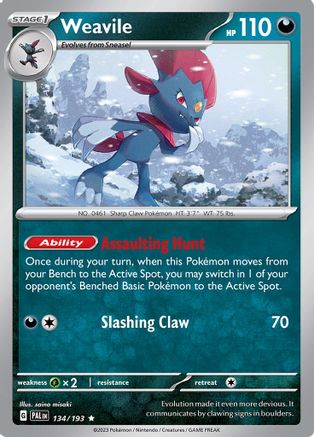 Weavile 134/193 - Reverse Holofoil SV02 Paldea Evolved