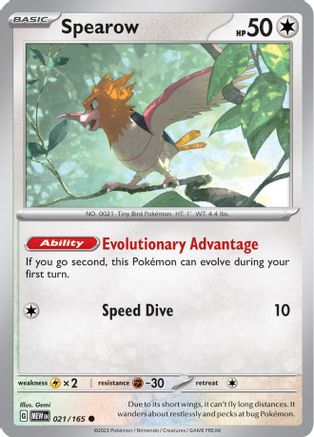 Spearow 021/165 - Reverse Holofoil Scarlet & Violet 151 - Common