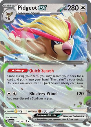 Pidgeot ex 164/197 - Holofoil SV03 Obsidian Flames