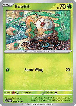 Rowlet 013/197 - Reverse Holofoil Obsidian Flames