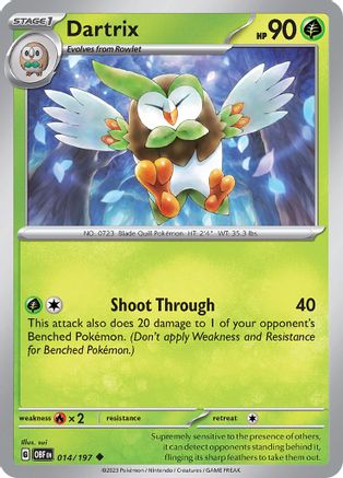 Dartrix 014/197 - Reverse Holofoil SV03 Obsidian Flames