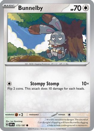 Bunnelby 175/197 - Reverse Holofoil Obsidian Flames