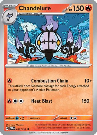 Chandelure 038/197 - Reverse Holofoil Obsidian Flames