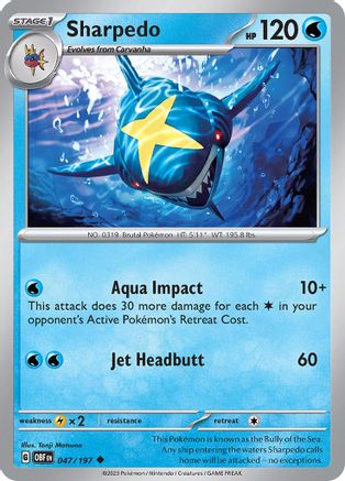 Sharpedo 047/197 - Reverse Holofoil Obsidian Flames