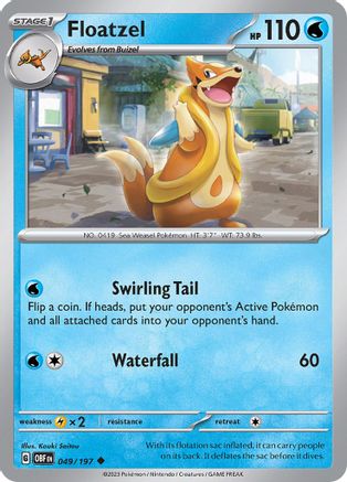 Floatzel 049/197 - Reverse Holofoil SV03 Obsidian Flames