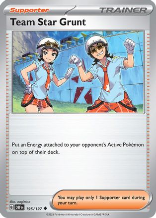 Team Star Grunt 195/197 - Reverse Holofoil Obsidian Flames