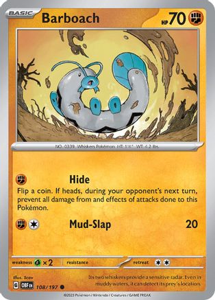 Barboach 108/197 - Reverse Holofoil Obsidian Flames