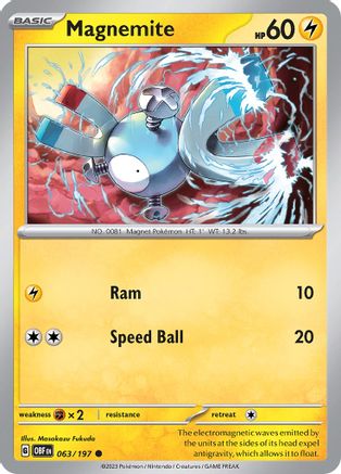 Magnemite 063/197 - Reverse Holofoil Obsidian Flames