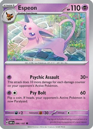 Espeon 086/197 - Reverse Holofoil Obsidian Flames