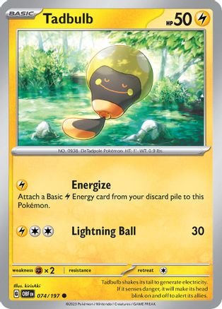 Tadbulb 074/197 074/197 - Reverse Holofoil Obsidian Flames