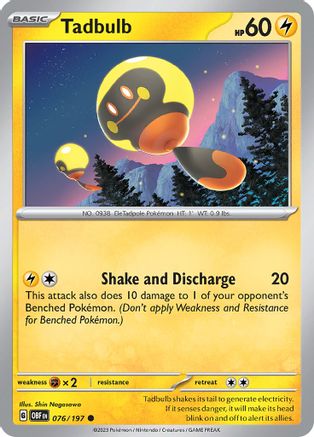 Tadbulb 076/197 076/197 - Reverse Holofoil Obsidian Flames