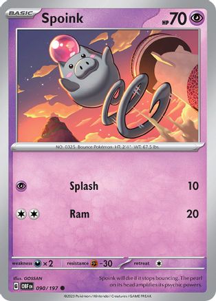 Spoink 090/197 - Reverse Holofoil SV03 Obsidian Flames