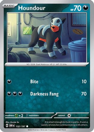 Houndour 132/197 - Reverse Holofoil Obsidian Flames
