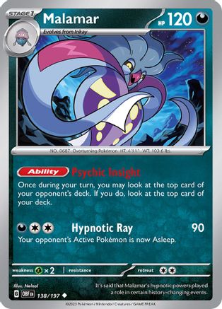 Malamar 138/197 - Reverse Holofoil Obsidian Flames