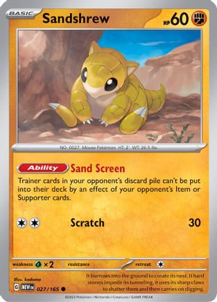 Sandshrew 027/165 - Reverse Holofoil Scarlet & Violet 151 - Common