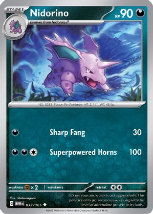 Nidorino 033/165 - Reverse Holofoil Scarlet & Violet 151 - Uncommon