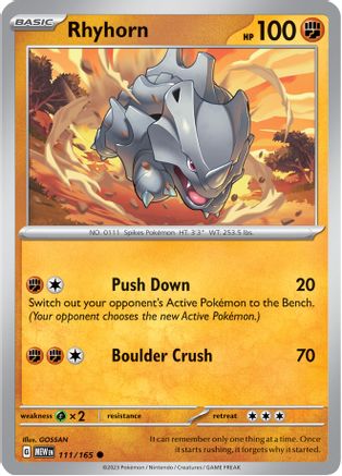 Rhyhorn 111/165 - Reverse Holofoil Scarlet & Violet 151 - Common