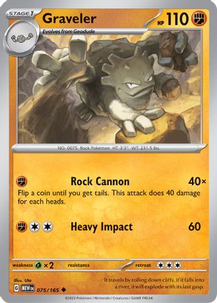 Graveler 075/165 - Reverse Holofoil Scarlet & Violet 151 - Uncommon