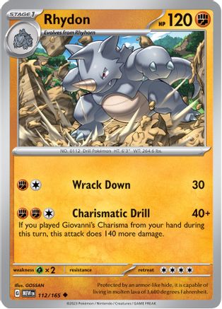 Rhydon 112/165 Scarlet & Violet 151 - Uncommon