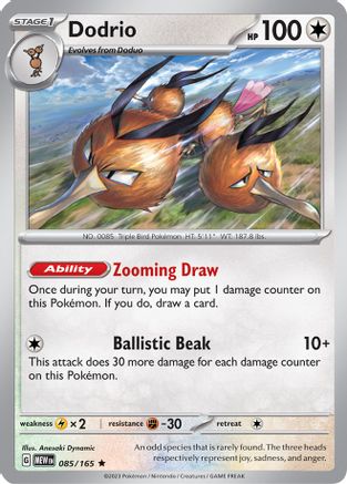 Dodrio 085/165 - Reverse Holofoil Scarlet & Violet 151 - Rare