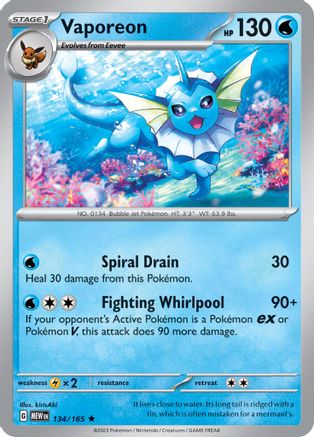 Vaporeon 134/165 - Holofoil Scarlet & Violet 151 - Rare