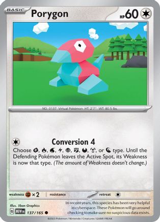 Porygon 137/165 Scarlet & Violet 151 - Common