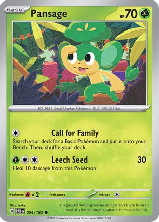 Pansage 004/182 - Reverse Holofoil Paradox Rift