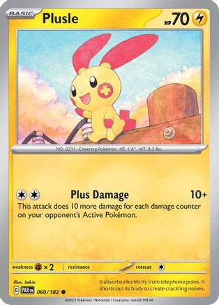 Plusle 060/182 - Reverse Holofoil Paradox Rift